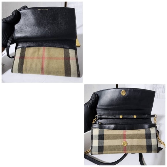 Authentic Burberry Henley Wallet on Chain Leather with House Check Canvas - Picture 6 of 15